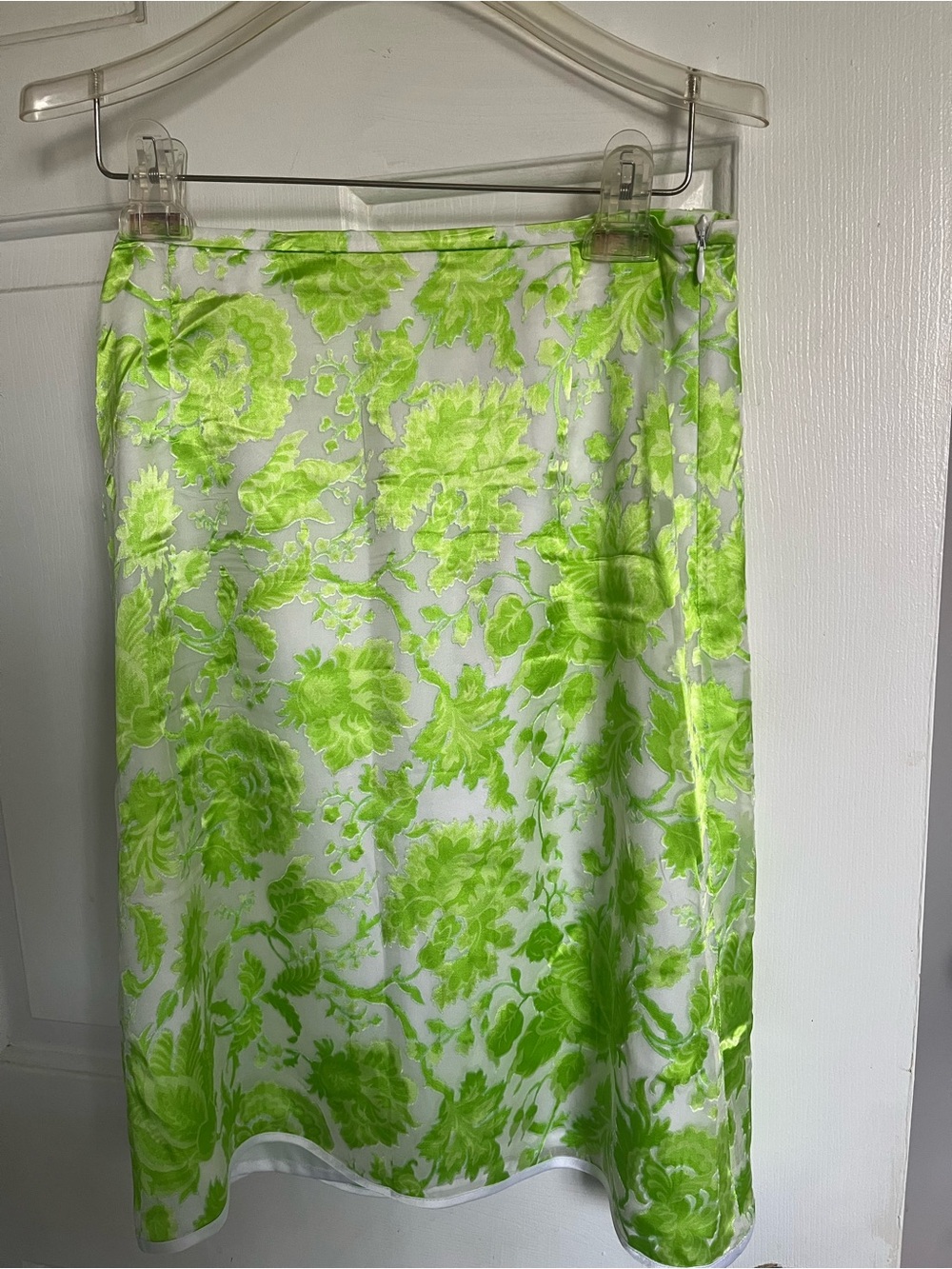 Escada made in Germany silk and rayon Neon Green Floral Skirt